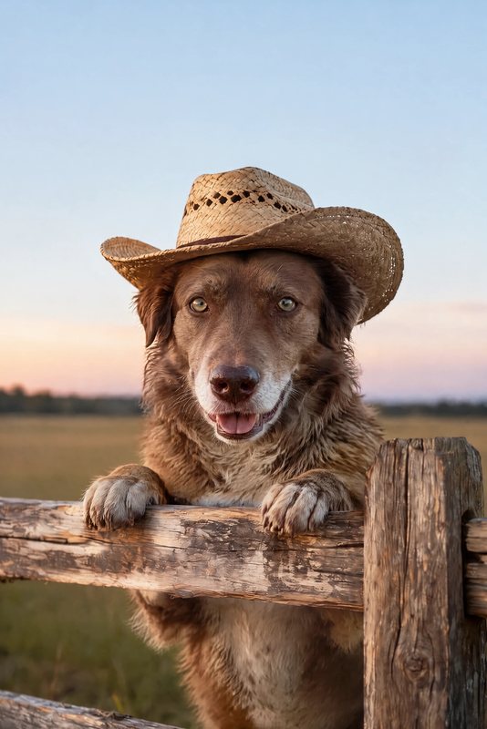 The Over the Ranch Fence look made with a chocolate shepherd-collie mix