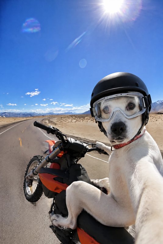 The Dirt Bike Selfie look made with a white boxer mix