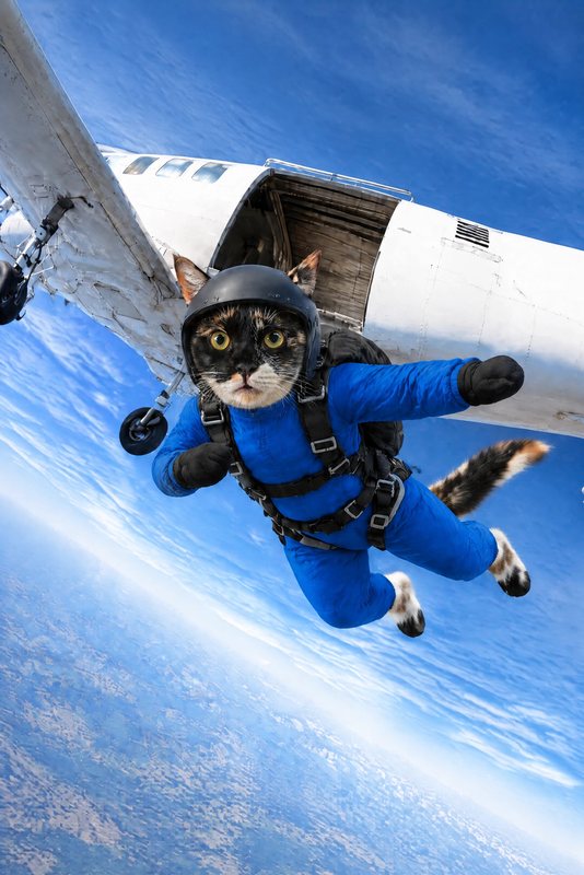 The Plane Jump look made with a calico cat