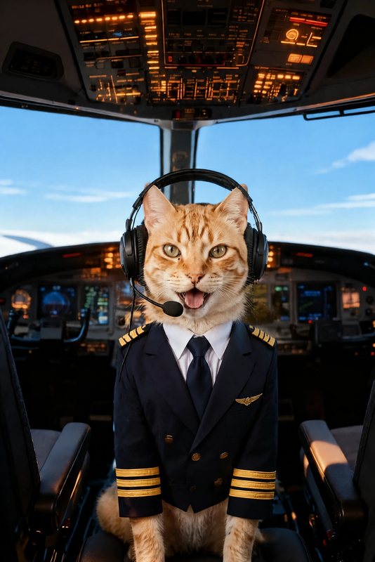 The Captain Speaking look made with a ginger tabby cat