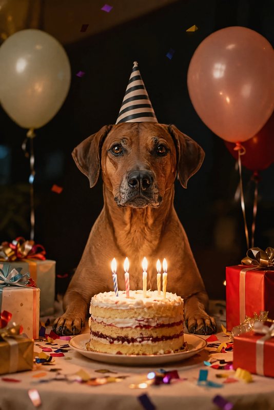 The Birthday Star look made with a red-brown hound