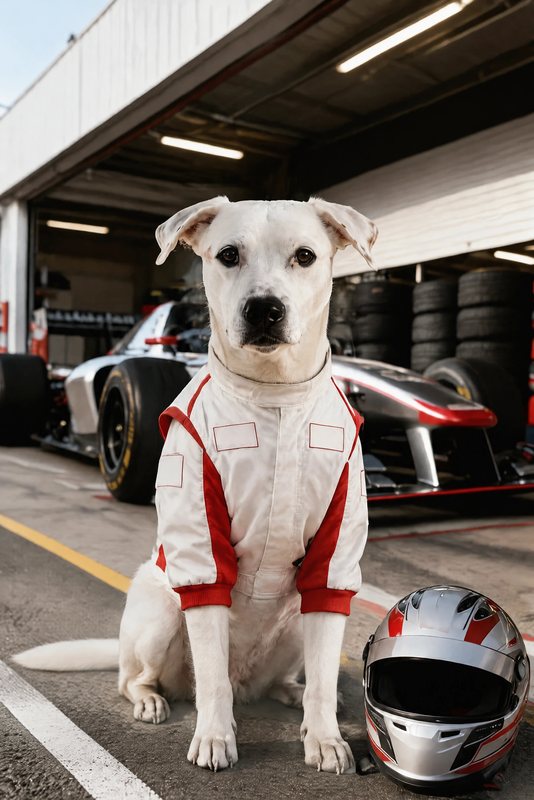 The Pit Lane look made with a white boxer mix