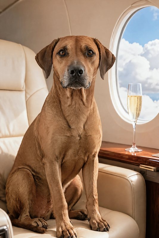 The Private Jet look made with a red-brown hound