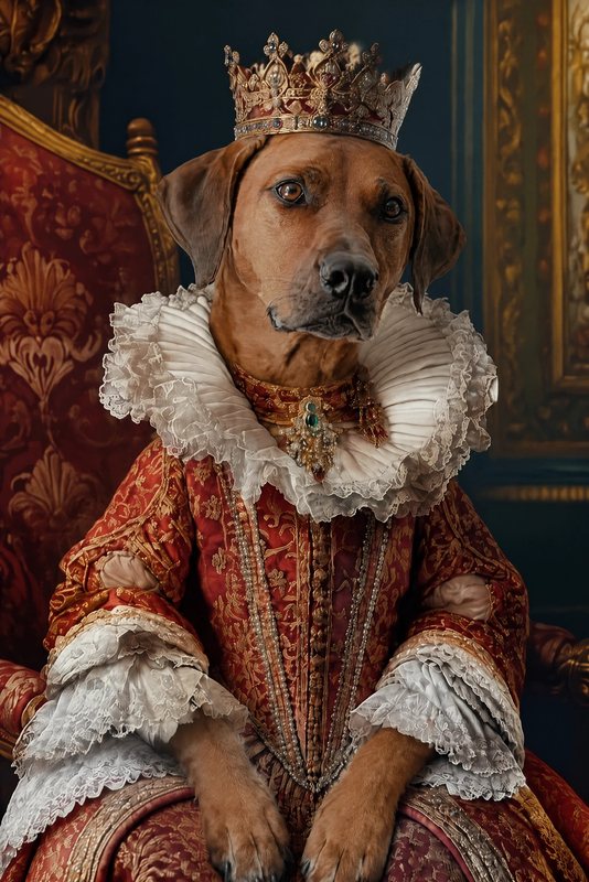 The Royal Throne look made with a red-brown hound
