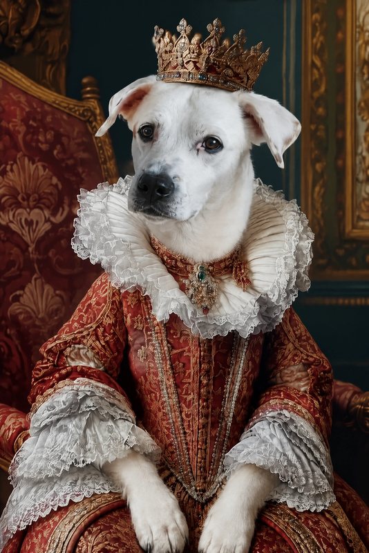 The Royal Throne look made with a white boxer mix