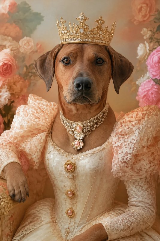 The Royal Queen look made with a red-brown hound
