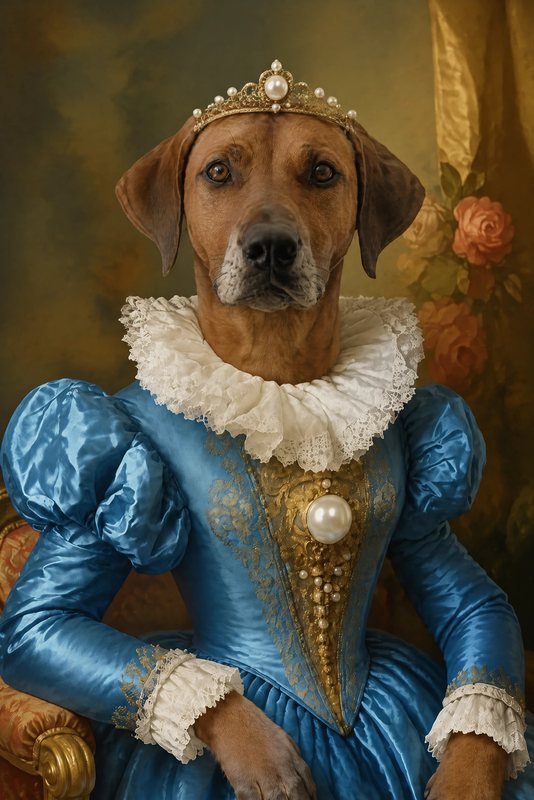 The Elizabethan Lady look made with a red-brown hound
