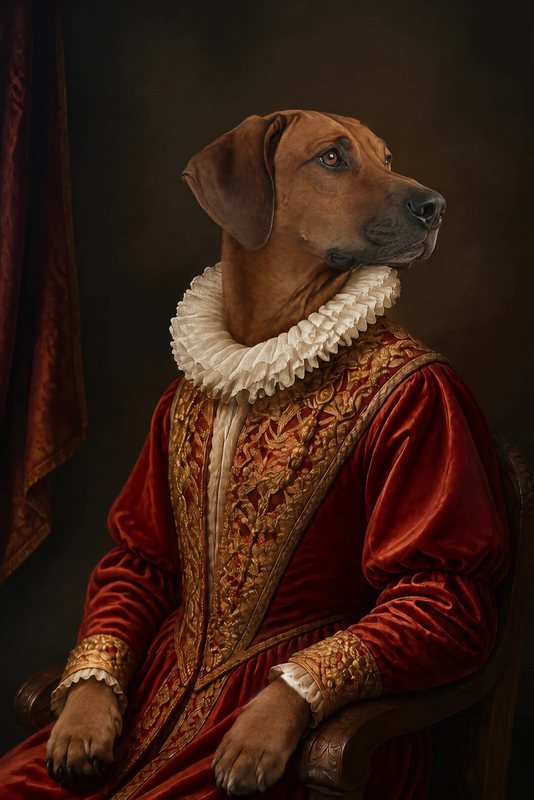 The Renaissance Noble look made with a red-brown hound