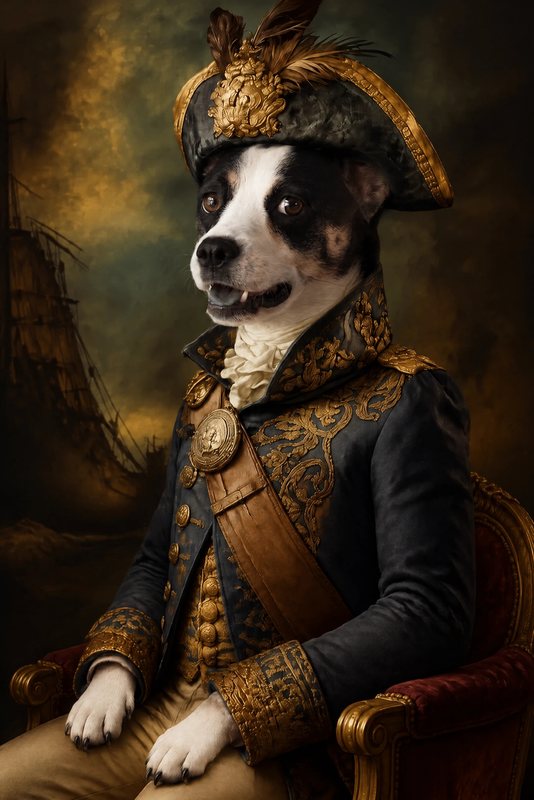The Naval Admiral look made with a black-and-white dog