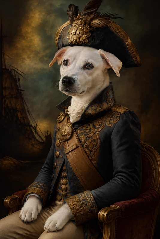 The Naval Admiral look made with a white boxer mix