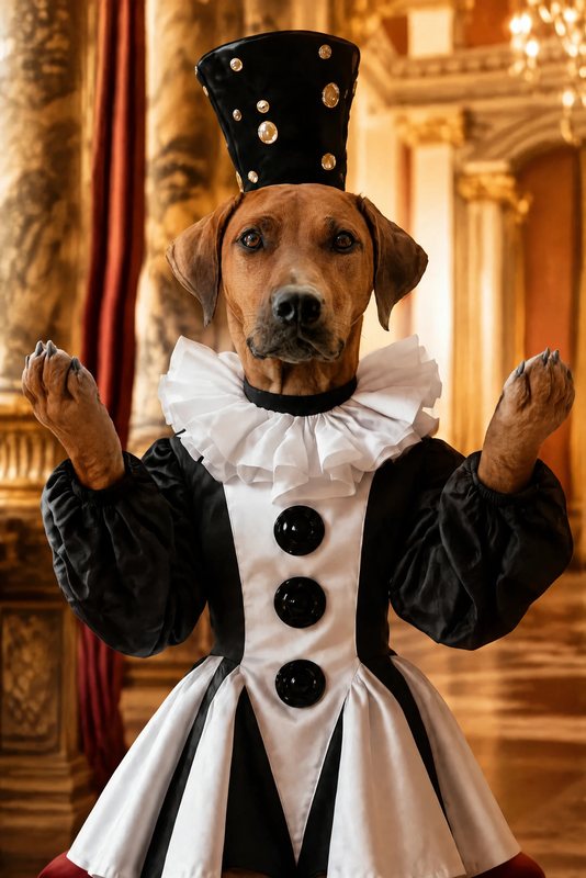 The Pierrot look made with a red-brown hound