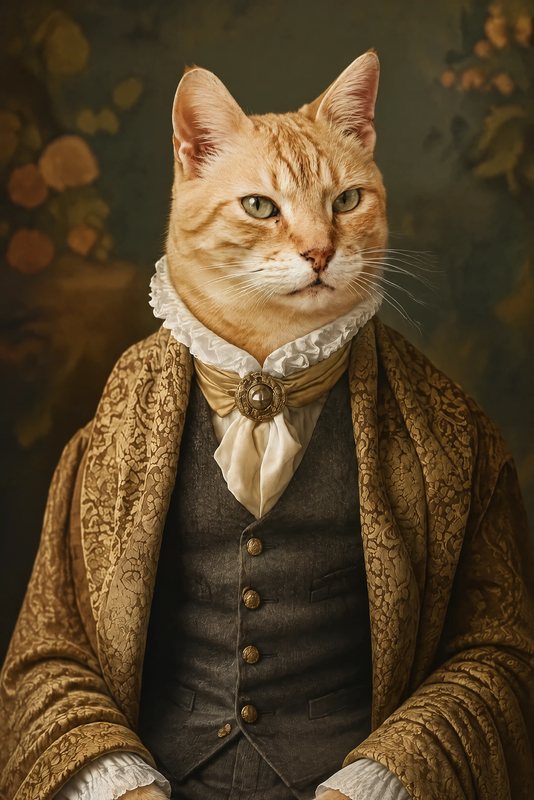 The Noble Gentleman look made with a ginger tabby cat