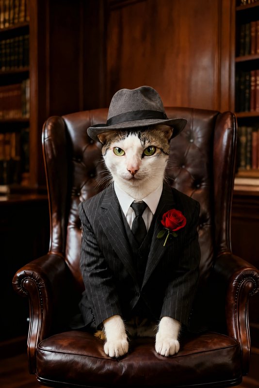 The Don look made with a white cat with a tabby cap