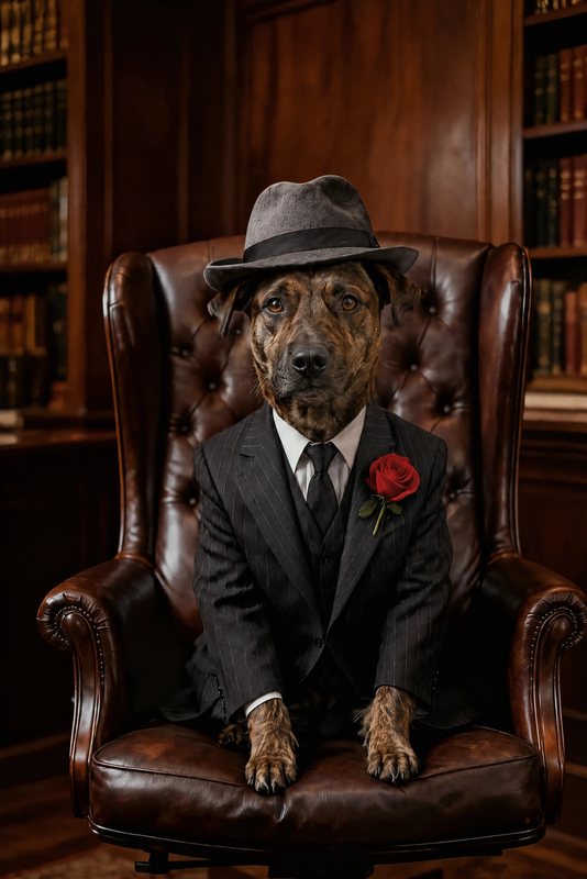 The Don look made with a brindle mixed-breed dog