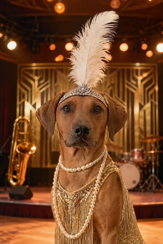 The Flapper look made with a red-brown hound