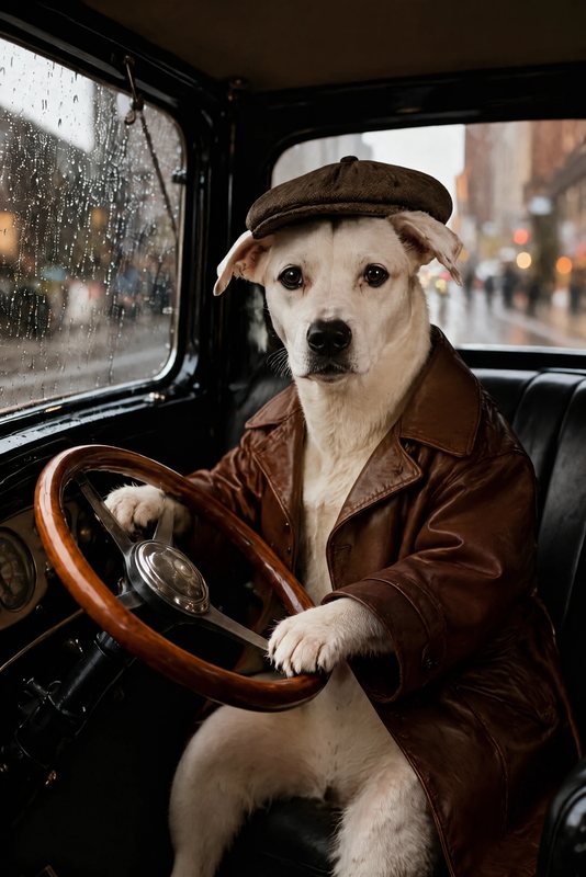 The Getaway Driver look made with a white boxer mix