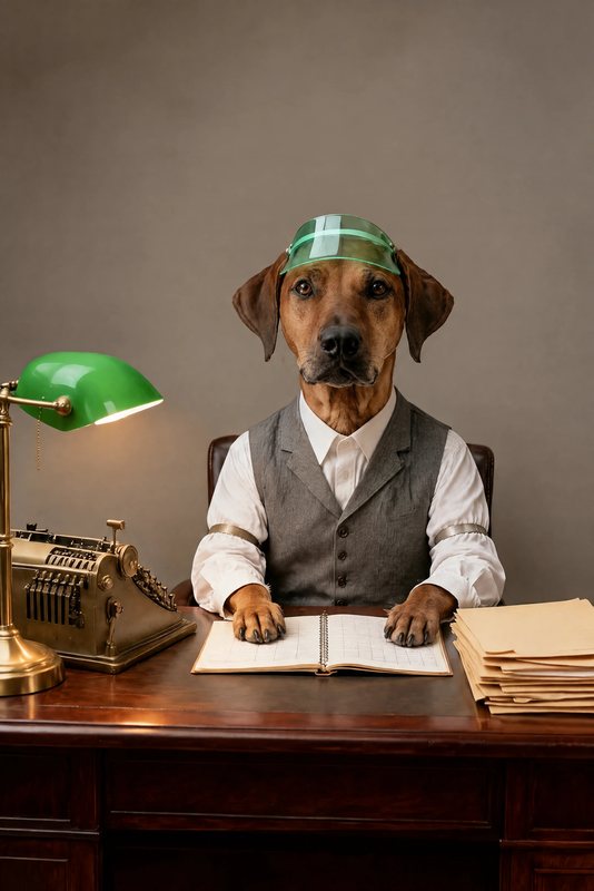 The Bookkeeper look made with a red-brown hound