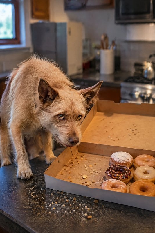 The Donut Heist look made with a scruffy ginger terrier