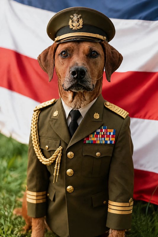 The Five-Star General look made with a red-brown hound