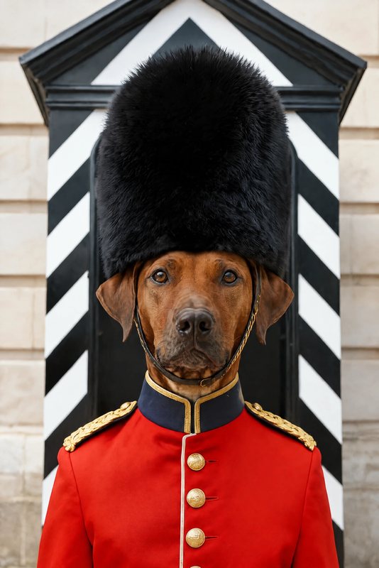 The Royal Guard look made with a red-brown hound