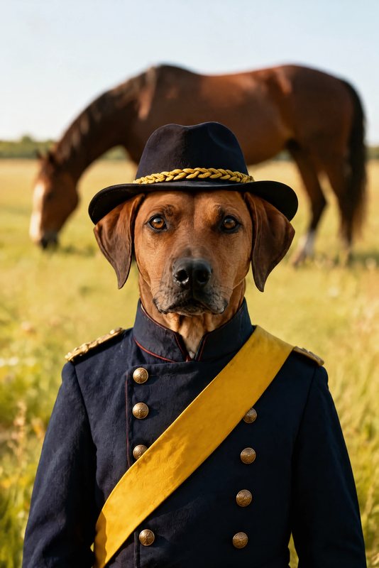 The Cavalry Colonel look made with a red-brown hound