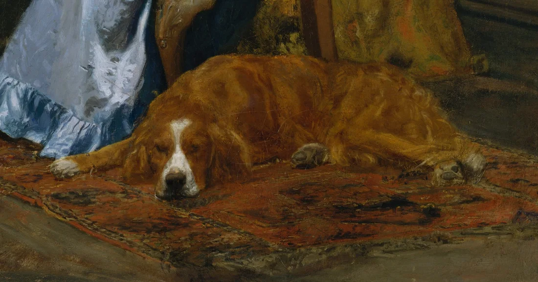 Detail showing the animal asleep in Eakins, c. 1884